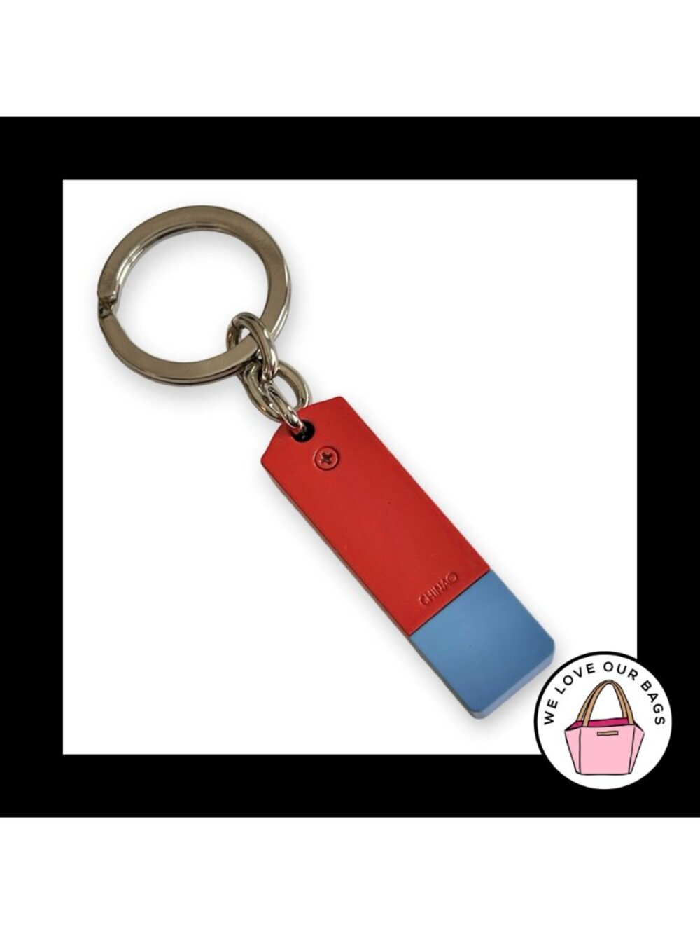 New COACH USB DRIVE 8gb Red Blue Nickel Keychain Bag Charm Hang Tag Fob 69036 - Picture 3 of 4